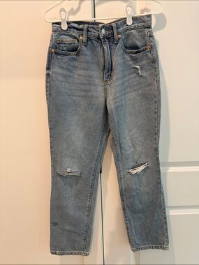 Sneak Peek Distressed Cropped High-Rise Jeans - Light Blue
